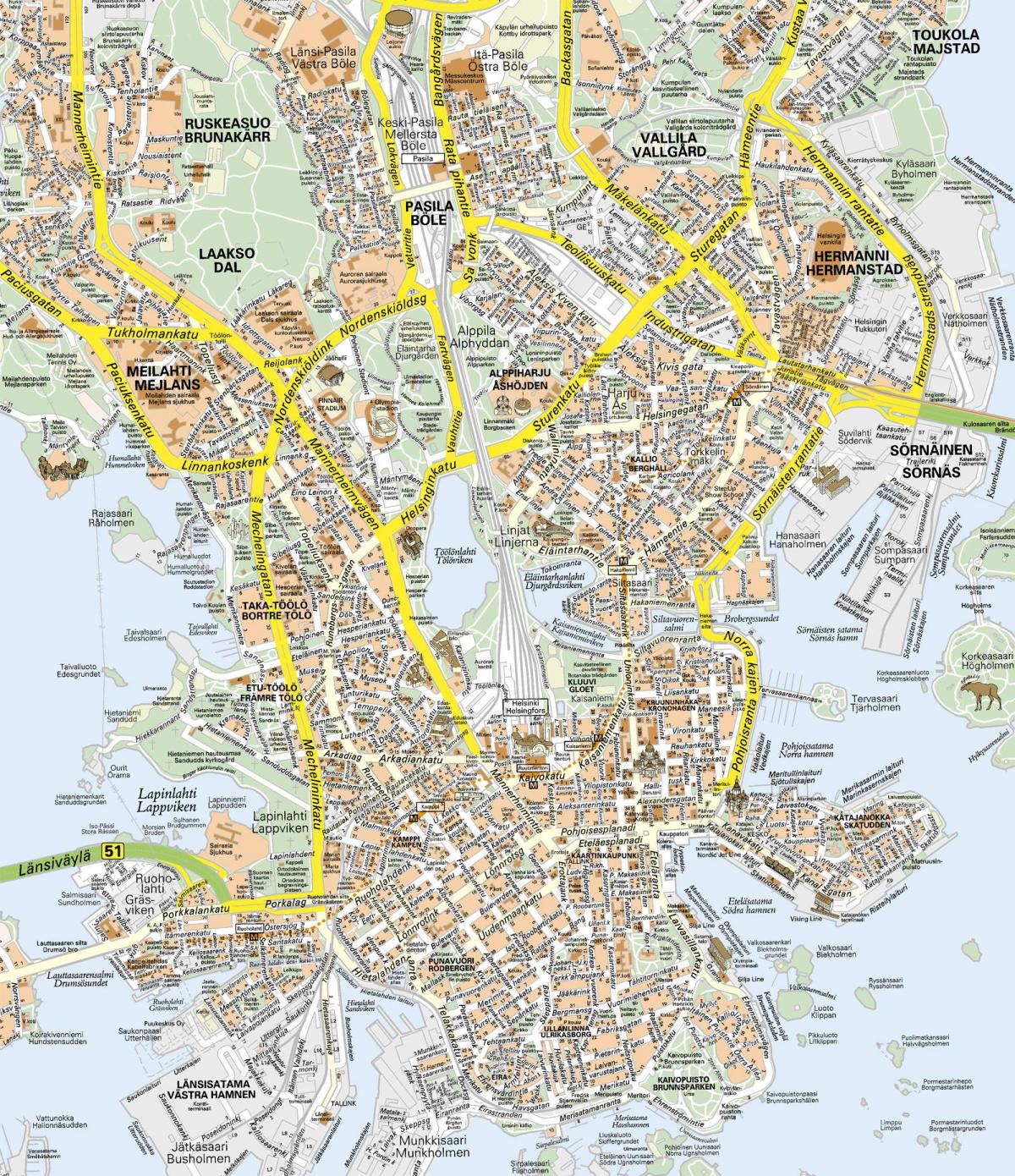 Helsinki city center map