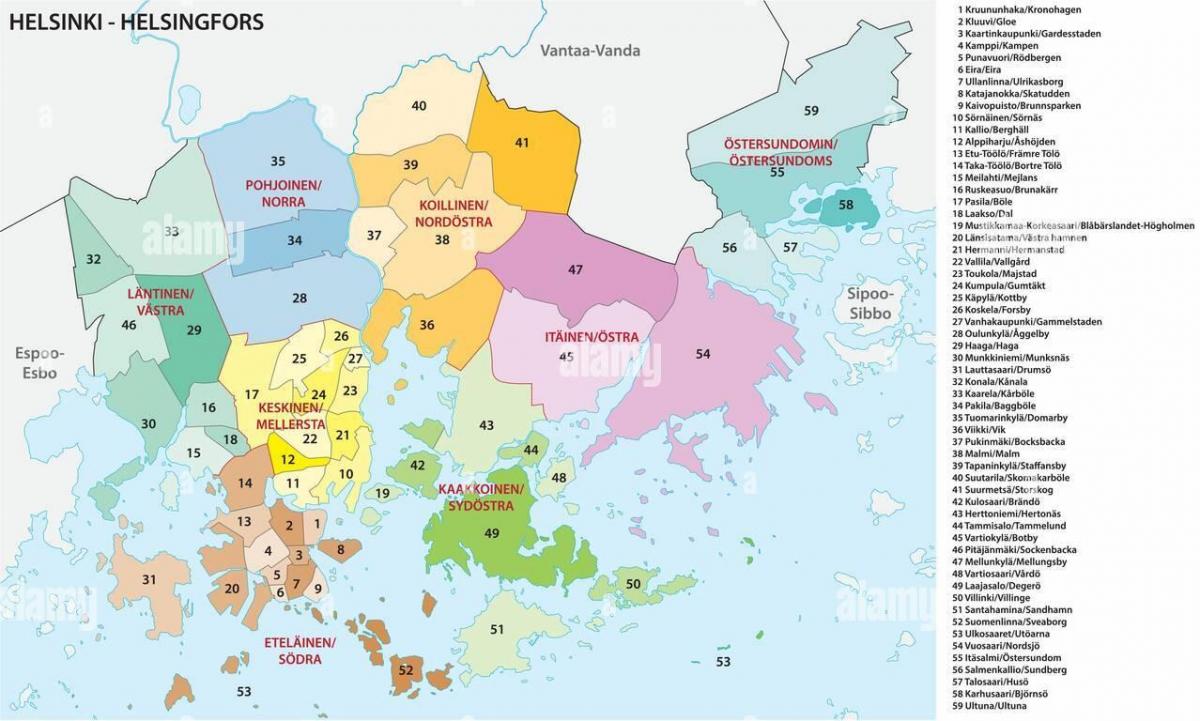 Helsinki neighborhoods map