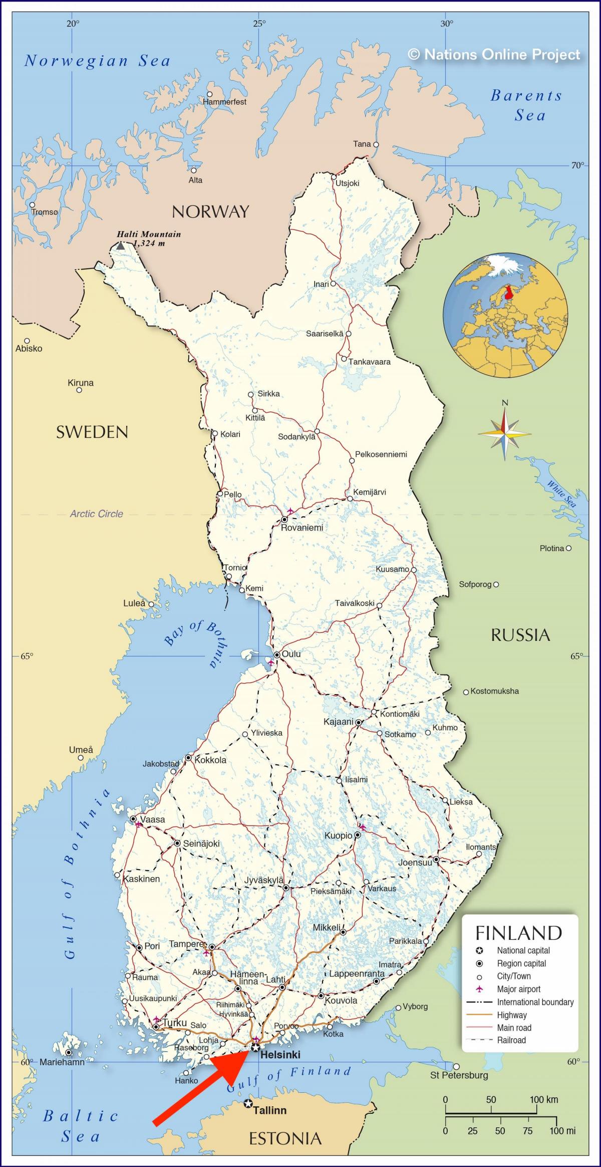 Helsinki on Uusimaa - Finland map